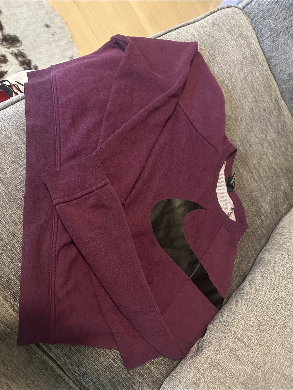 Nike Women's Plum Crewneck Croo Sweatshirt with Black Swoosh